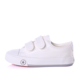 飞耀（FEIYAO）童鞋儿童帆布鞋男童女童休闲鞋白色板鞋小学生球鞋B-012 白色 26