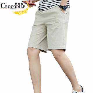 鳄鱼恤（CROCODILE）短裤 男士休闲青年五分直筒沙滩裤 K1871 卡其 XL