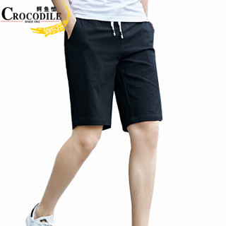 鳄鱼恤（CROCODILE）短裤 男士休闲青年五分直筒沙滩裤 K1871 黑色 XL