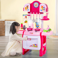 糖米（Temi ）粉色餐台+20件配件 儿童过家家厨房玩具套装煮饭做饭仿真餐具模型 男女孩3-6岁玩具 礼盒装