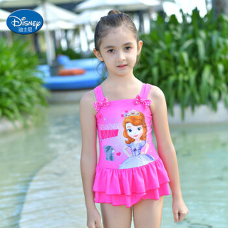 迪士尼（DISNEY）SPQ10052A 苏菲亚公主连体系列 连体三角背心裙式公主女童游泳衣 玫红色 150