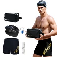 川崎 KAWASAKI 全能泳裤泳镜泳帽收纳包防雾剂豪华六件套组 时尚大气游泳装备 平角套装经典 K-011 镀膜 M