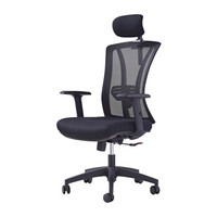 奈高办公电脑椅会议职员老板椅书房简约时尚3D升降扶手网布椅含头枕-黑色HS606