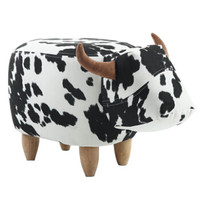 摩高空间家用时尚创意小牛穿鞋换鞋小凳子布艺动物矮凳沙发凳-小奶牛