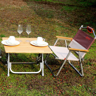 喜马拉雅 户外折叠椅 便携铝合金折叠凳 沙滩钓鱼休闲靠椅子 小号铝凳咖啡色HF9104