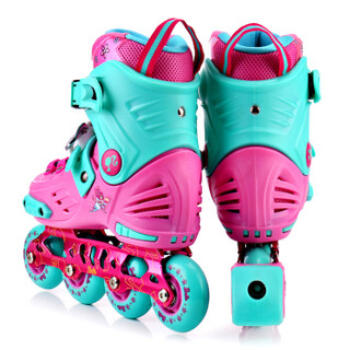 芭比（Barbie）儿童溜冰鞋 休闲平滑两用专业轮滑鞋 女童轮滑鞋可调码旱冰鞋 芭比粉色平花鞋单鞋 S码