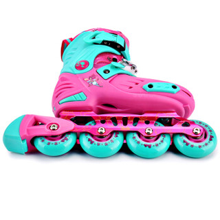 芭比（Barbie）儿童溜冰鞋 休闲平滑两用专业轮滑鞋 女童轮滑鞋可调码旱冰鞋 芭比粉色平花鞋单鞋 S码