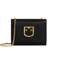 芙拉 FURLA PREFW19 女士 牛皮革 黑色 VIVA系列 迷你 盾型logo单肩斜跨链条包小方包 1021376
