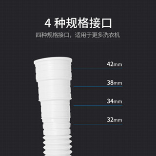 净主义 WA-2150PB 洗衣机排水管下水管出水管加长软管 1.5米(适合多口径)送卡箍 白色