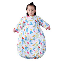 米乐鱼 婴儿睡袋儿童抱被宝宝防踢被四季一体款 双层花丛鸟70*48cm