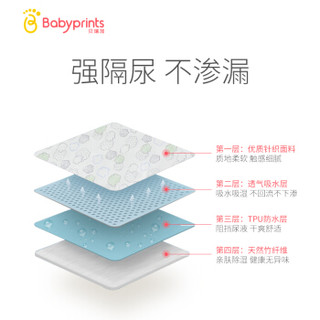 Babyprints婴儿隔尿垫新生儿用品 印花针织透气防水可洗儿童隔尿垫大号1条装灰色