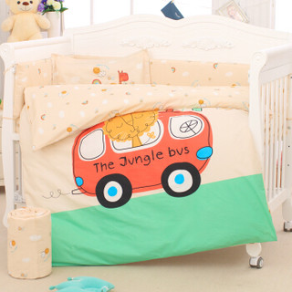 象宝宝（elepbaby）床品八件套 婴儿床品套件 可拆洗床围床单被套被芯枕套枕芯（汽车达人绿）