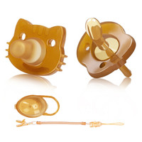 好伊贝 安抚奶嘴 婴儿硅胶奶嘴 新生儿安睡型安慰奶嘴两只装(圆头+扁头)带收纳盒+防掉链