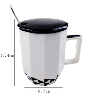 柯锐迩  创意带勺带盖马克杯套装陶瓷咖啡杯男女同款牛奶杯大容量办公喝茶喝水杯