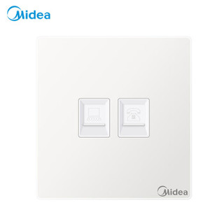 美的(Midea)开关插座 86型 电话+电脑插座 E05雅白色