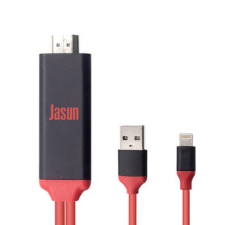 捷顺（JASUN）苹果iPhoneＸ/iPad转HDMI 2米 苹果手机/ipad接电视/投影仪/车载 即插即用 JS-092