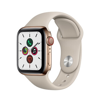 Apple Watch Series 5智能手表（GPS+蜂窝网络款 40毫米金色不锈钢表壳 岩石色运动型表带 )