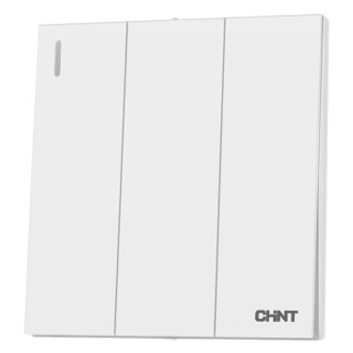 正泰(CHNT) 开关插座面板 三开单控开关16A 雅白 大面板 NEW6T系列