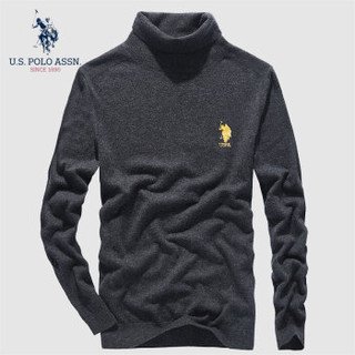 U.S.POLO ASSN. 羊毛衫男 2019秋冬新品时尚商务休闲百搭毛衣半高领纯色修身保暖男装 6194115109 深灰色 48