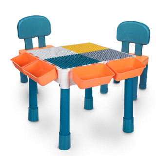糖米儿童玩具积木桌子 大小颗粒多功能收纳幼儿园学习桌游戏桌餐椅 男女孩3-6岁 大小桌400小225大汽车滑道