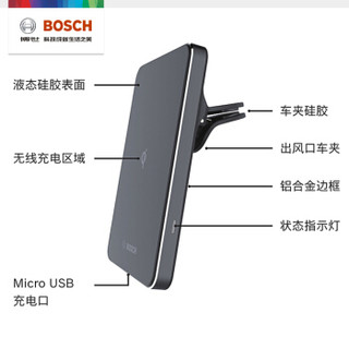 博世（BOSCH）车载无线充电器10W智能充电支架套装QI无线手机快充套装 （无线充电支架+博世QC3.0快充) 黑色