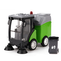 亚之杰垃圾车垃圾分类玩具汽车模型仿真车模玩具男孩电动声光合金绿色带垃圾桶