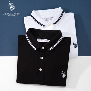 U.S. POLO ASSN. polo衫男士夏季刺绣翻领T恤舒适透气体恤商务马球运动5192101001 黑色 M