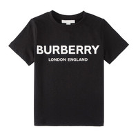 BURBERRY 巴宝莉/博柏利 奢侈品童装 男童黑色棉质徽标印花T恤 80088811 3Y/3岁/98cm