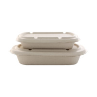 YB 一次性餐具可降解纸浆饭盒外卖打包沙拉盒碗轻食快餐盒 500ml方形单格加纸盖 300套
