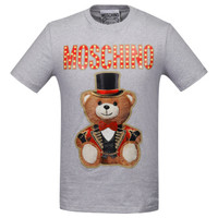 MOSCHINO 莫斯奇诺 新款时尚泰迪熊系列圆领短袖T恤衫 男款 灰色 50码 Z V0708 0240 1485 50