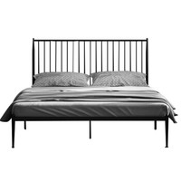 奈高NG公寓床铁艺床单双人现代简约铁架床宿舍家具黑色款1.5米款