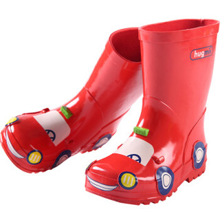 hugmii 儿童雨鞋男童女童卡通防滑雨靴小孩水鞋 红色汽车 28码/19cm