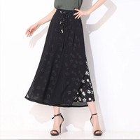 BANDALY 蹦跶狸 夏季女装新款半身裙女双层雪纺阔腿裤女高腰宽松裙裤开叉宽腿裤 HCQQYB1601 花色 29/XL