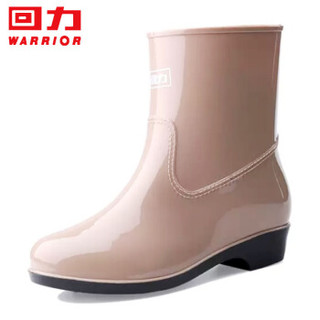回力雨鞋女士款时尚雨靴水鞋水靴户外防水防滑耐磨舒适HL523卡其38码