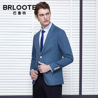 Brloote/巴鲁特 纯亚麻西服男薄款修身商务休闲西装便西2019春秋装 蓝色 190/108A