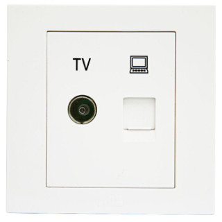 abb开关插座面板二位电视电脑插座86型有线tv网线宽带插座永致系列