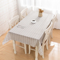 青苇 PVC餐桌布餐垫 防水防油易清理 清新格子 灰色