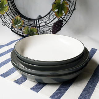 瓷时尚陶瓷餐具北欧创意2-4人餐具套装简约纯色12头碗碟套装家用（深灰色）