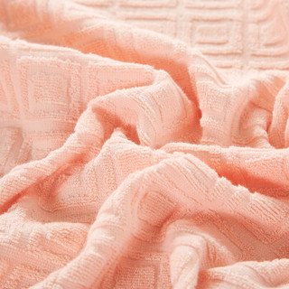 隽优 毛巾被 简约小方格素色竹棉毯子 双人毯 夏季竹纤维棉混纺空调毯夏凉被 粉色 180*200cm