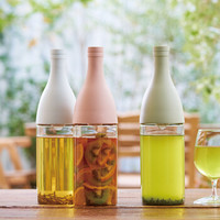 HARIO日本进口香槟瓶造型耐热玻璃冷泡壶带滤网咖啡凉水冷水壶FIE  马卡龙绿800ml