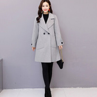 莉夏乐 毛呢大衣女新品冬2019韩版女装气质优雅时尚中长款显瘦潮流毛呢外套呢大衣 yzHSYL8868 灰色 M