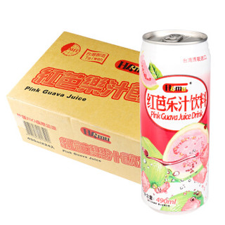 Hamu红芭乐汁进口特色番石榴新鲜营养果汁490ml*24罐整箱装　