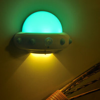 奥其斯(OUTRACE) LED创意飞碟小夜灯遥控调光卧室床头婴儿宝宝喂奶暖光台灯 蓝色