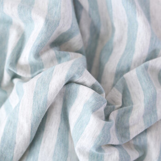 瑞卡丝家纺 全棉针织条纹四件套 床单式印花套件简约纯棉床上双人床品套件1.5/1.8米床被套200*230 绿色中条