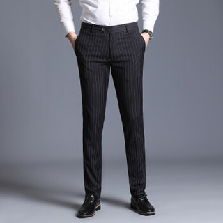 北极绒（Bejirong）西裤男 韩版商务直筒休闲西装裤正装西裤修身 A432-1-K203 黑色 33