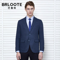 Brloote/巴鲁特 纯亚麻西服男薄款修身商务休闲西装便西2019春秋装 藏蓝 170/92A