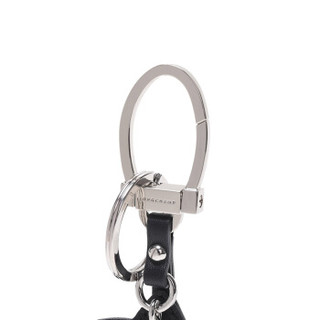 LONGCHAMP 珑骧 女士LE PLIAGE CUIR系列黑色金属配皮钥匙圈钥匙扣 7220 737 001