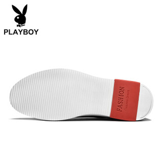 花花公子（PLAYBOY）时尚休闲帆布鞋子男低帮系带防滑 PL611034 蓝色 39