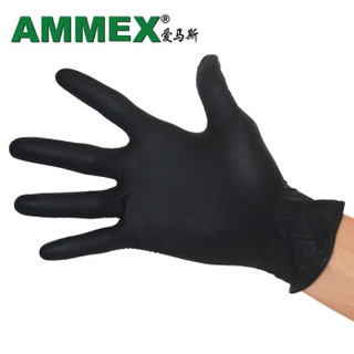 爱马斯（AMMEX）GPNBC42100一次性丁腈手套无粉黑色 小号  1箱（10盒/箱）