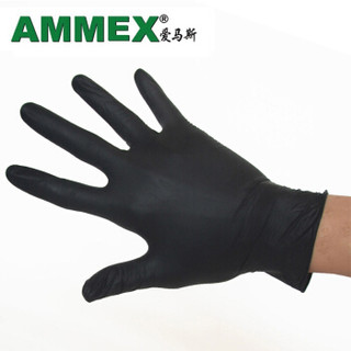 爱马斯（AMMEX）GPNBC42100一次性丁腈手套无粉黑色 小号  1箱（10盒/箱）